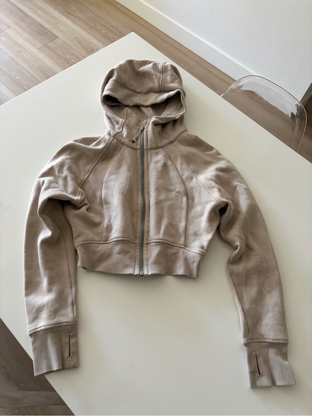 lululemon athletica Cropped Taupe Hoodie Jacket